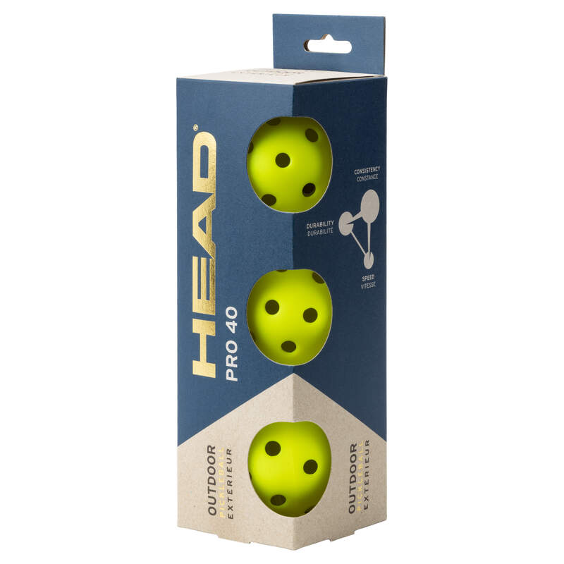 Penn Lot De 40 Balles Pickleball Extérieur - Jaunes - Sensation Douce - Approuvées USAPA