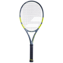 Raquette de tennis Babolat Pure Aero 98 vue de profil avec cadre aérodynamique Aeromodular4 et plan de cordage 16x19 conçu pour maximiser le topspin et la précision.