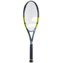 Raquette de tennis Babolat Pure Aero 98 vue de profil avec cadre aérodynamique Aeromodular4 et plan de cordage 16x19 conçu pour maximiser le topspin et la précision.