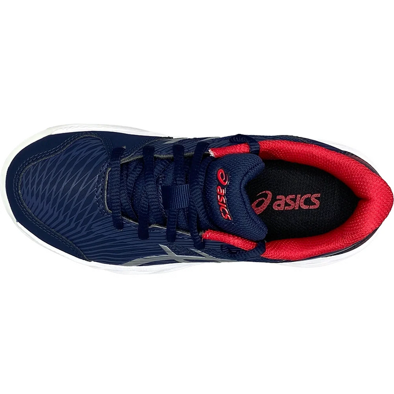 Chaussure de tennis ASICS GEL-GAME 9 GS pour enfants, avec amorti GEL™, semelle flexible et design sportif marine/rouge