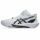 Chaussures d'intérieur Asics SKY ELITE™ FF MT 4 à tige mi-haute avec amorti FF BLAST™ MAX, technologie RISETRUSS™ et système DYNALACING™ offrant puissance, stabilité et soutien accru de la cheville pour les sports de terrain intérieur.