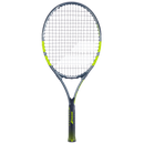 Raquette de tennis Babolat Carlitos Junior 25 cordée avec cadre aluminium léger et plan de cordage 16x17, conçue pour enfants débutant le tennis.