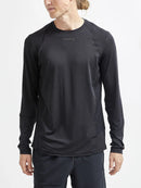 T-shirt à manches longues Craft ADV Essence LS Tee noir pour homme en polyester recyclé avec panneaux en filet respirants