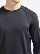 T-shirt à manches longues Craft ADV Essence LS Tee noir pour homme en polyester recyclé avec panneaux en filet respirants