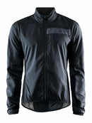 Veste légère Craft ADV Essence Light Wind Jacket noire pour course et vélo avec protection coupe-vent et détails réfléchissants.
