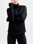 Veste Craft ADV Essence Warm Jacket noire pour femme avec panneaux coupe-vent, isolation matelassée et poches zippées