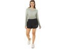 Short de course Asics ROAD 3.5 po pour femme avec tissu à séchage rapide, trois poches intégrées à la ceinture, boucle de rangement et détails réfléchissants pour la course sur route et l'entraînement.