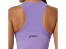 Camisole Asics MATCH Crop Top Night Energy pour femme avec technologie ACTIBREEZE™, tissu jacquard respirant, dos nageur en mesh et coupe courte ajustée pour le tennis et le pickleball.