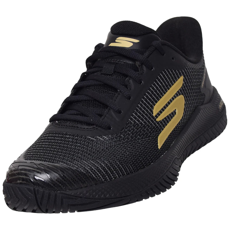 Chaussure de pickleball Skechers Viper Court Pro 2.0 noire avec semelle Goodyear® et tige respirante, conçue pour performance et confort.