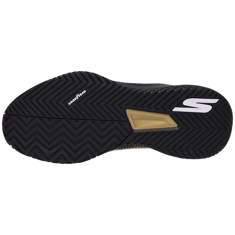 Chaussure de pickleball Skechers Viper Court Pro 2.0 noire avec semelle Goodyear® et tige respirante, conçue pour performance et confort.