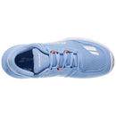 Chaussure de tennis Babolat SFX 4 vue de côté, montrant la semelle Michelin Premium et la tige respirante. Modèle all court avec coupe large, amorti Extra Cush et semelle OrthoLite pour confort maximal, stabilité et absorption des chocs pendant le jeu.
