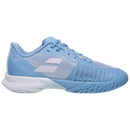 Chaussure de tennis Babolat Jet Mach 4 All Court avec semelle Michelin Premium et tige Matryx légère, conçue pour vitesse, traction et stabilité maximale.