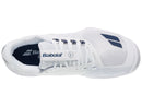 Chaussure de tennis Babolat Jet Tere 2 Wimbledon blanche et bleu légère avec semelle Michelin Premium pour joueurs rapides