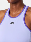 Camisole courte New Balance Fast Days Fitted Crop Tank pour femme avec dos nageur et ouverture au dos.