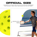 Paquet de 3 balles de pickleball Franklin Silent Serve en mousse jaune conçues pour réduire le bruit tout en conservant une sensation de jeu naturelle