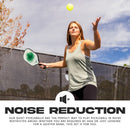 Paquet de 3 balles de pickleball Franklin Silent Serve en mousse jaune conçues pour réduire le bruit tout en conservant une sensation de jeu naturelle