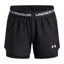 Short 2-en-1 Under Armour Tech Play Up pour fille avec cuissard intégré et poches latérales.
