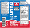 Tube de pastilles électrolytiques Nuun Sport Punch aux fruits pour l’hydratation sportive.