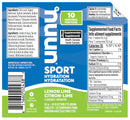 Tube de pastilles électrolytiques Nuun Sport Citrus Lime pour l’hydratation sportive.