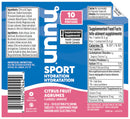 Tube de pastilles électrolytiques Nuun Sport Agrumes pour l’hydratation sportive.