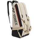 Sac de tennis Yonex Gearlogic 6 Pack beige et noir avec compartiments multiples et structure autoportante