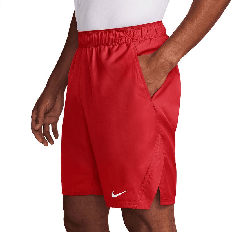 Short de tennis NikeCourt Dri-FIT Victory 9 po pour homme – Blanc et noir – Tissu Dri-FIT extensible et respirant.