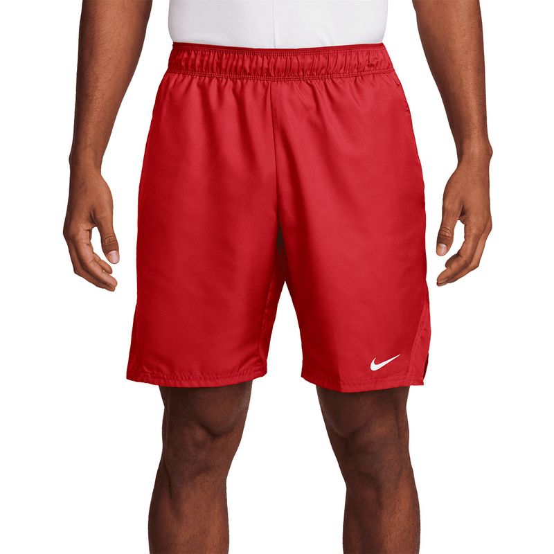 Short de tennis NikeCourt Dri-FIT Victory 9 po pour homme – Blanc et noir – Tissu Dri-FIT extensible et respirant.