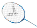 Raquette de badminton Victor Jetspeed S 12TD Bleu avec cadre AERO-SWORD, carbone PYROFIL et technologie NANO TEC pour plus de vitesse et de contrôle.