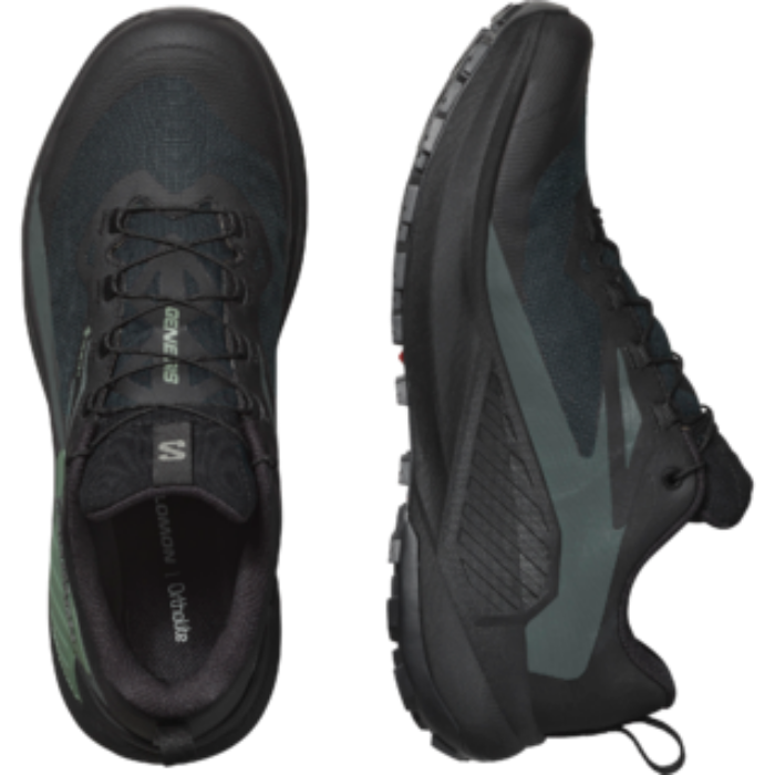 Chaussure de trail Salomon Genesis GTX sur sentier rocheux