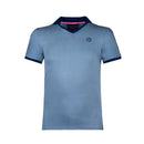Polo de tennis BIDI BADU Mason Tech garçon, bleu denim et marine, sans bouton, coupe ajustée, col côtelé – collection limitée.