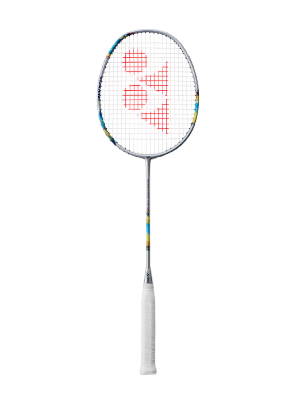 Raquette de badminton Yonex Nanoflare 700 Game argent et bleu vue de face