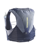 Veste d'hydratation Salomon ADV Skin 5 Gradient de 5 litres avec deux flasques souples de 500 ml, design exclusif à graphismes sublimés et ajustement stable pour le trail running et les longues distances.