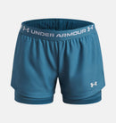Short 2-en-1 Under Armour Tech Play Up pour fille avec cuissard intégré et poches latérales.