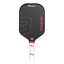 Raquette de pickleball BOOMA Titanium Series – allongée, surface titane, cœur 16 mm, poignée 5.25″, edge guard intégré, conçue pour joueurs avancés.