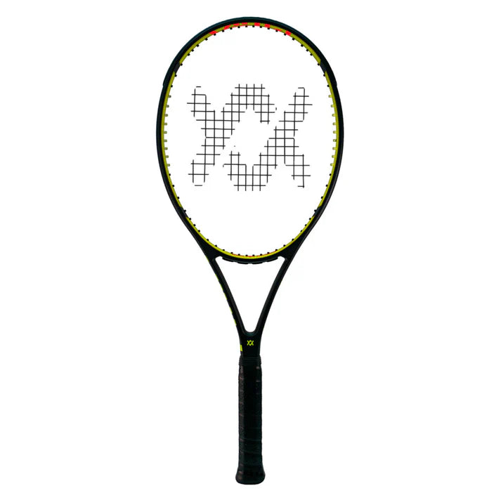 Raquette Volkl V-Cell 10 (320 g), cadre fin 98 in², plan de cordage 16x19, manche Sensor Handle, raquette pro pour contrôle, spin et puissance maîtrisée.