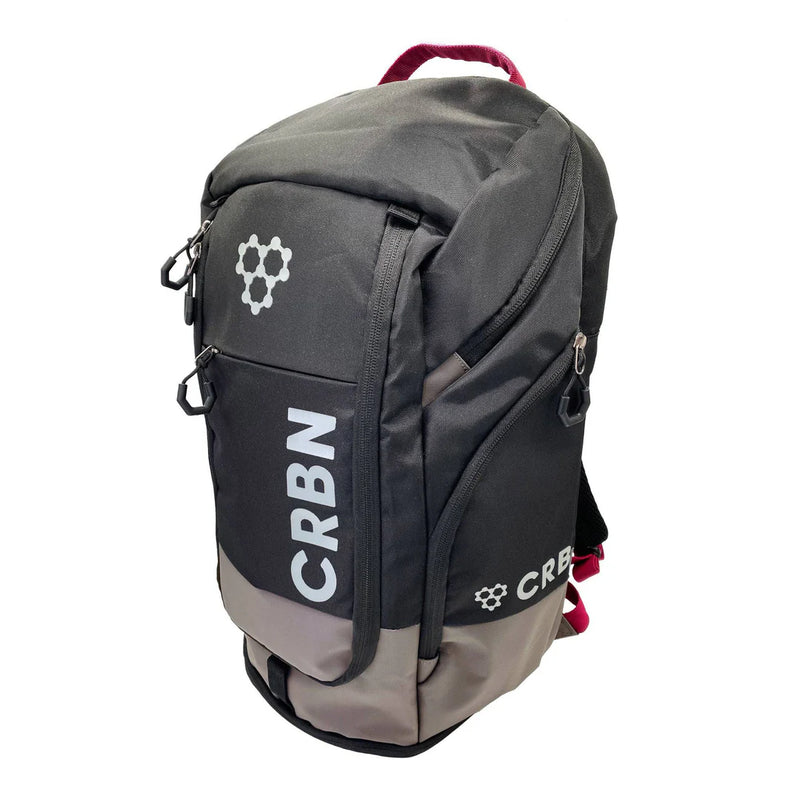 Sac à dos CRBN Pro Team bicolore noir et gris – compartiment thermique pour 3 raquettes, séparateur chaussures, poches isothermes, crochets de clôture.