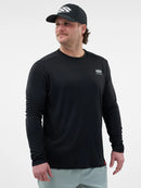 Chandail de performance Selkirk Essentials Sport-Wik noir à manches longues pour homme conçu pour le pickleball avec tissu respirant et séchage rapide.