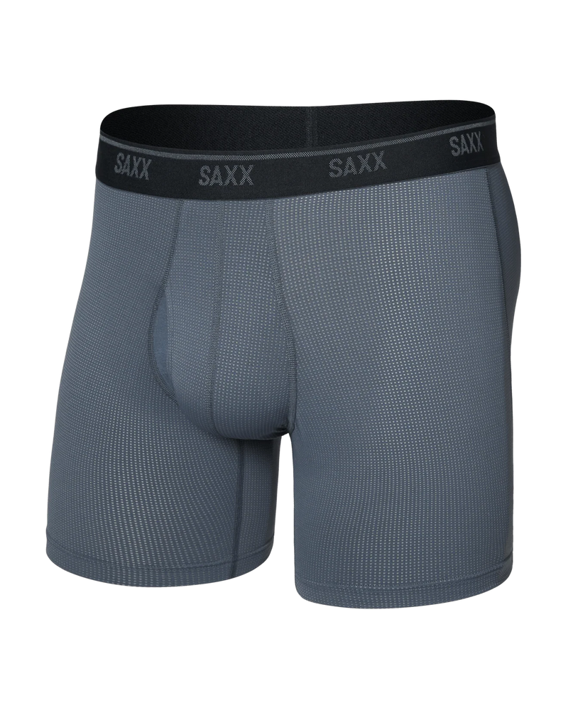 Boxer SAXX Quest Quick-Dry noir avec pochette BallPark, vue avant en position debout