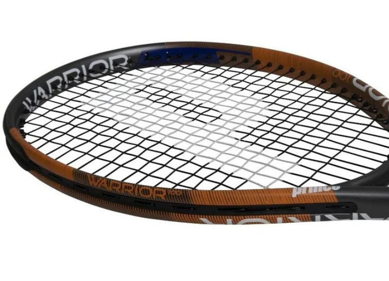 Raquette de tennis Prince Warrior 265g – tamis 100 in², cadre 24-26-22 mm, plan 16x19, équilibre médian.